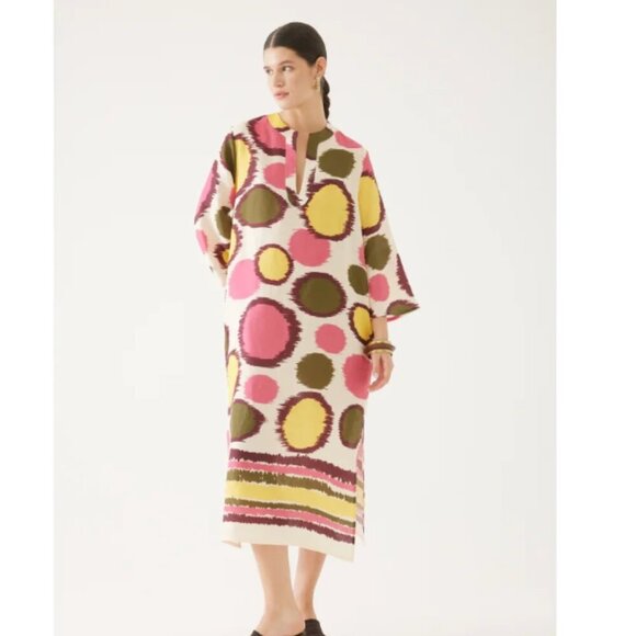 NWT EXQUISE Polka Dot Linen Shirt Dress Size 6 - Picture 1 of 7